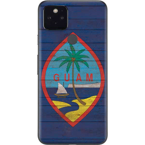 Guam Flag Dark Wood Google Pixel 5 Skin